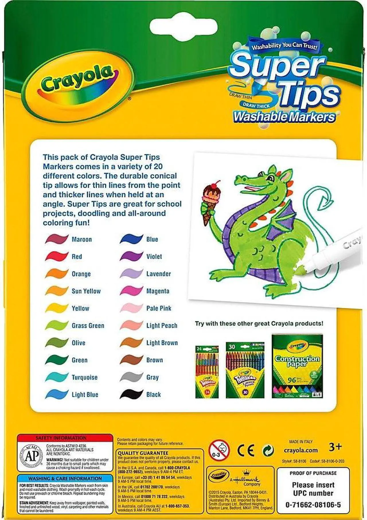 Alt view image 12 of 20 - Crayola Marker,Wsh,Sptp,20/St,Ast 588106
