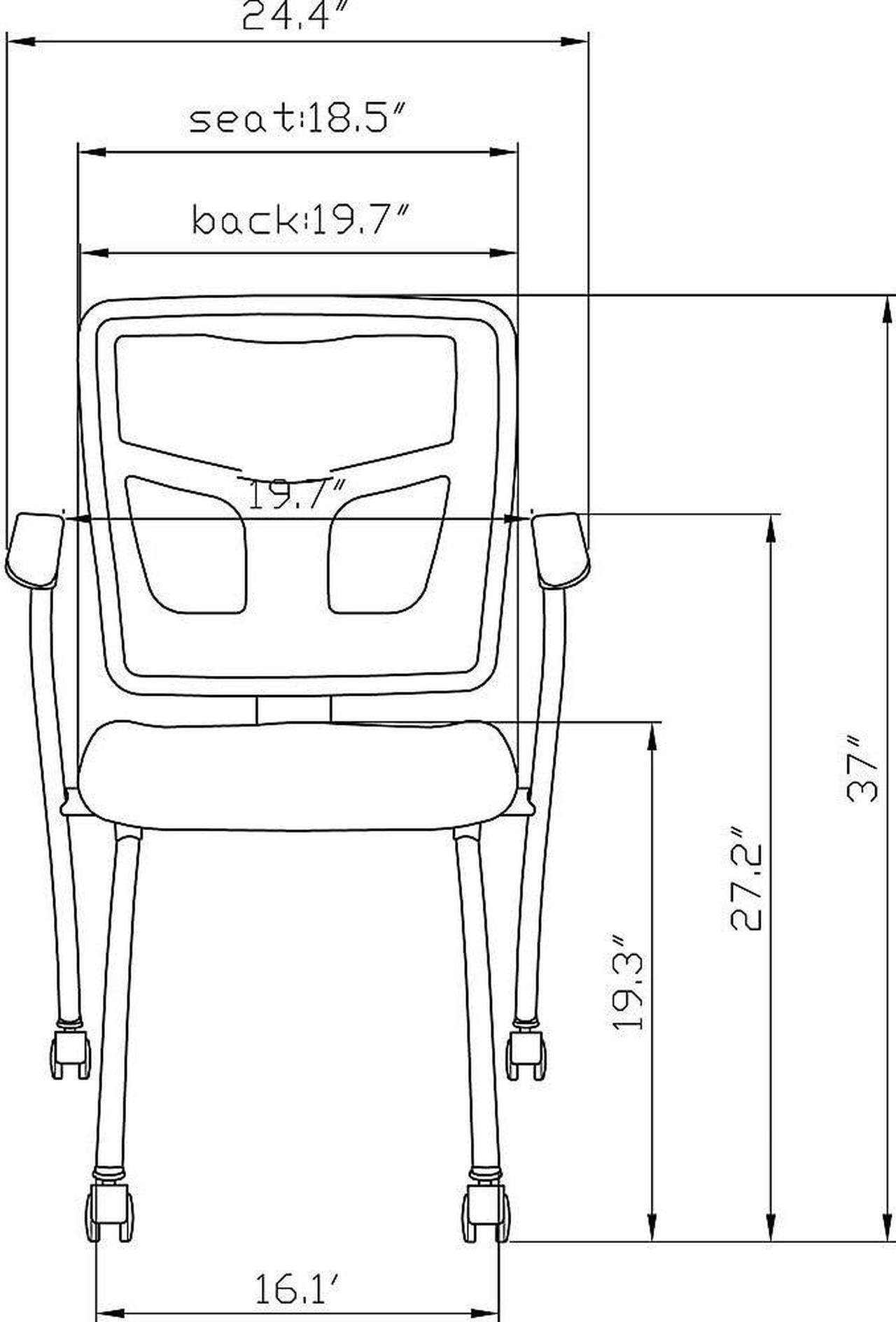 Alt view image 6 of 10 - Lorell Guest Chair 24-2/5"Wx24"Dx37"H 2/CT Black 84374
