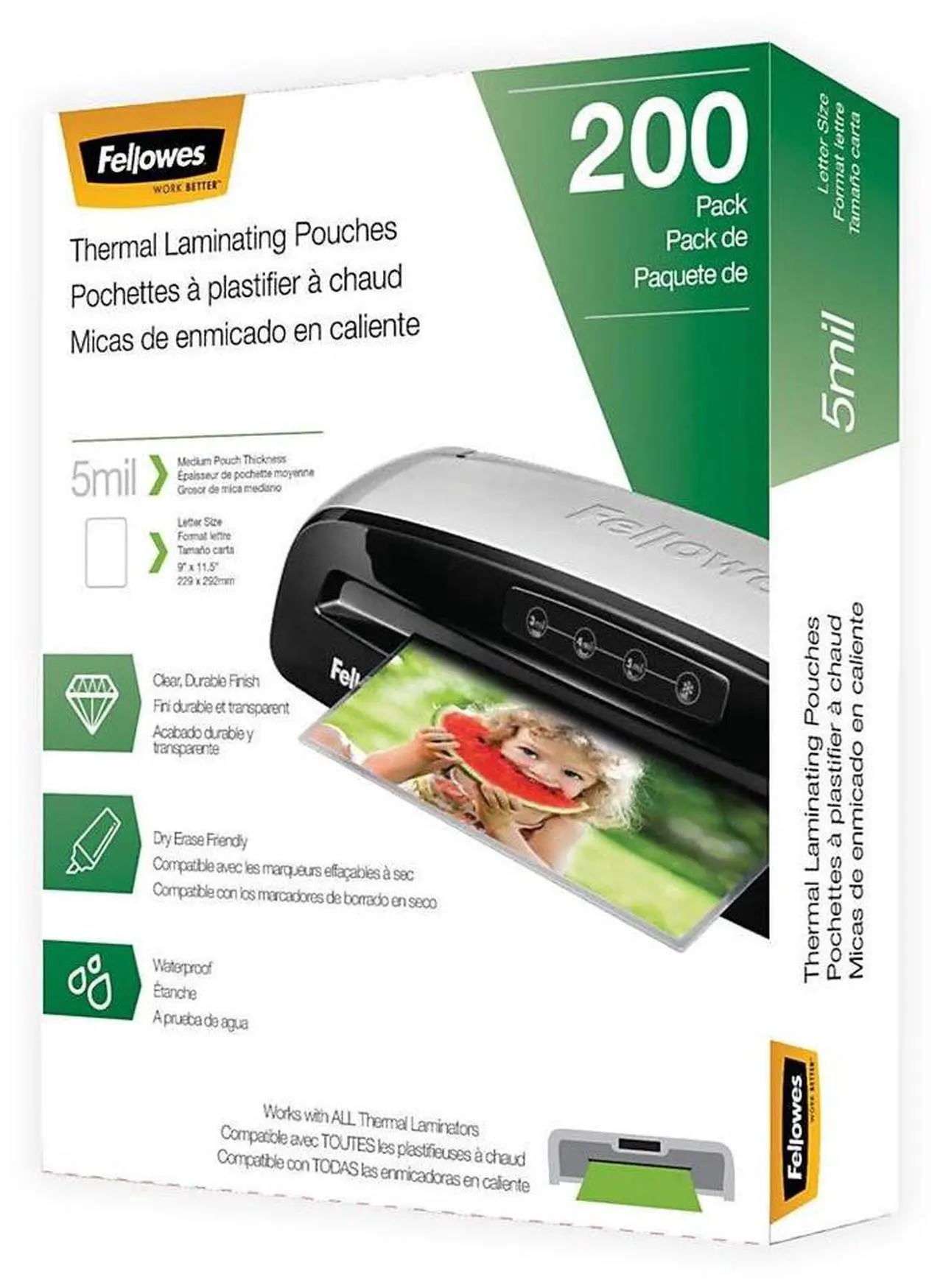 Alt view image 11 of 20 - Fellowes Laminating Pouches Letter Size Hot Pouch 9 x 11.5 5 mil 200 pack 5743601