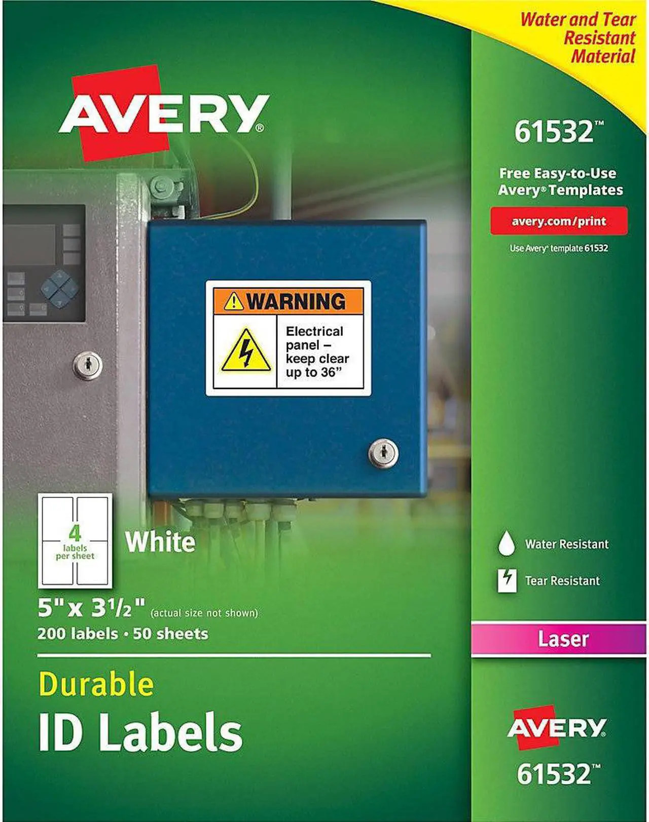 Alt view image 6 of 15 - Avery Durable ID Labels, TrueBlock Technology, Permanent Adhesive, 5” x 3-1/2”, 200 Labels (61532)