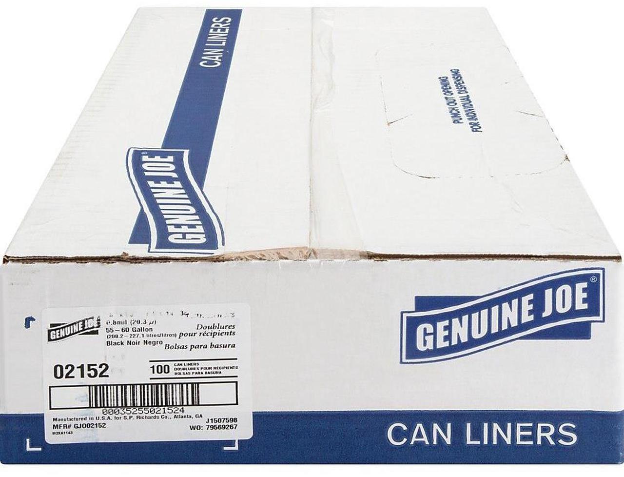 Alt view image 13 of 17 - Genuine Joe Two-Ply Can Liner 55-60Gal 0.9mil 38"x58" 100/PK BNBK 02152