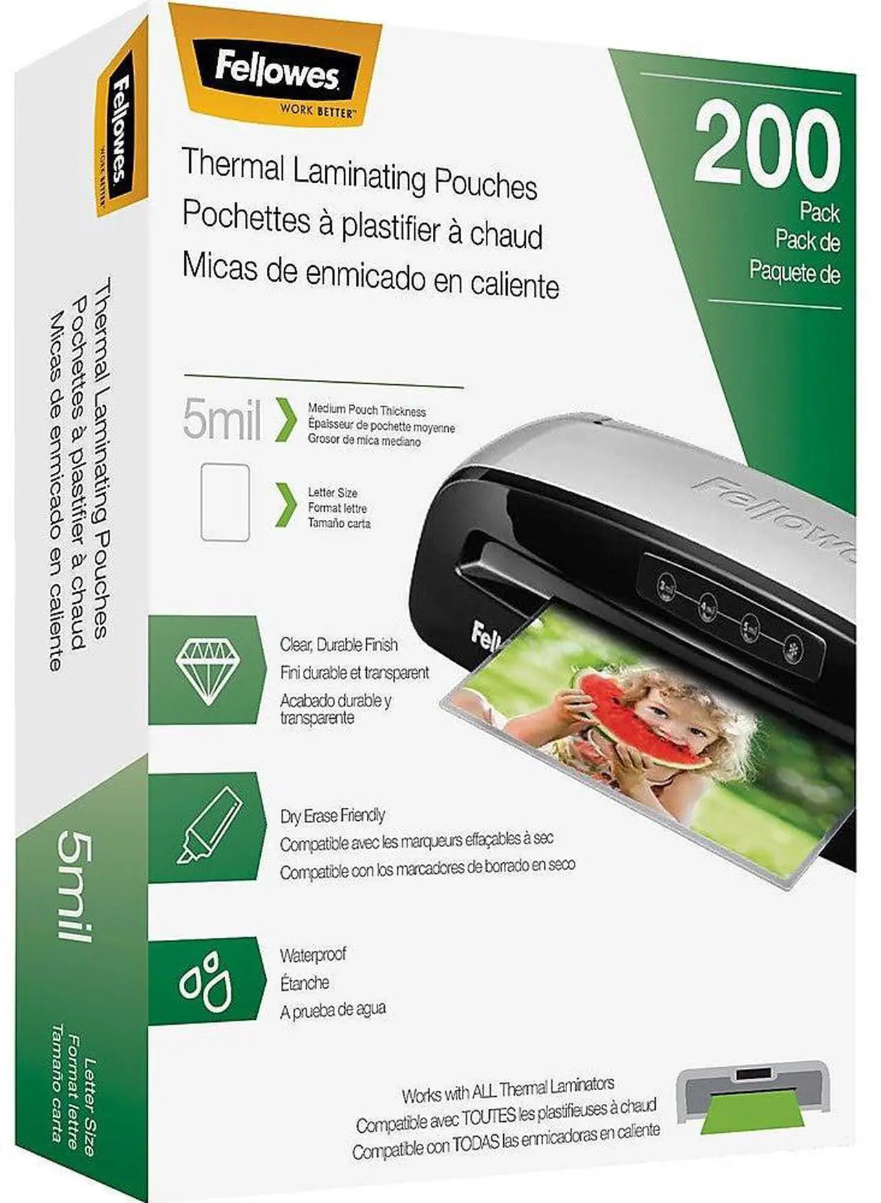 Alt view image 15 of 20 - Fellowes Laminating Pouches Letter Size Hot Pouch 9 x 11.5 5 mil 200 pack 5743601