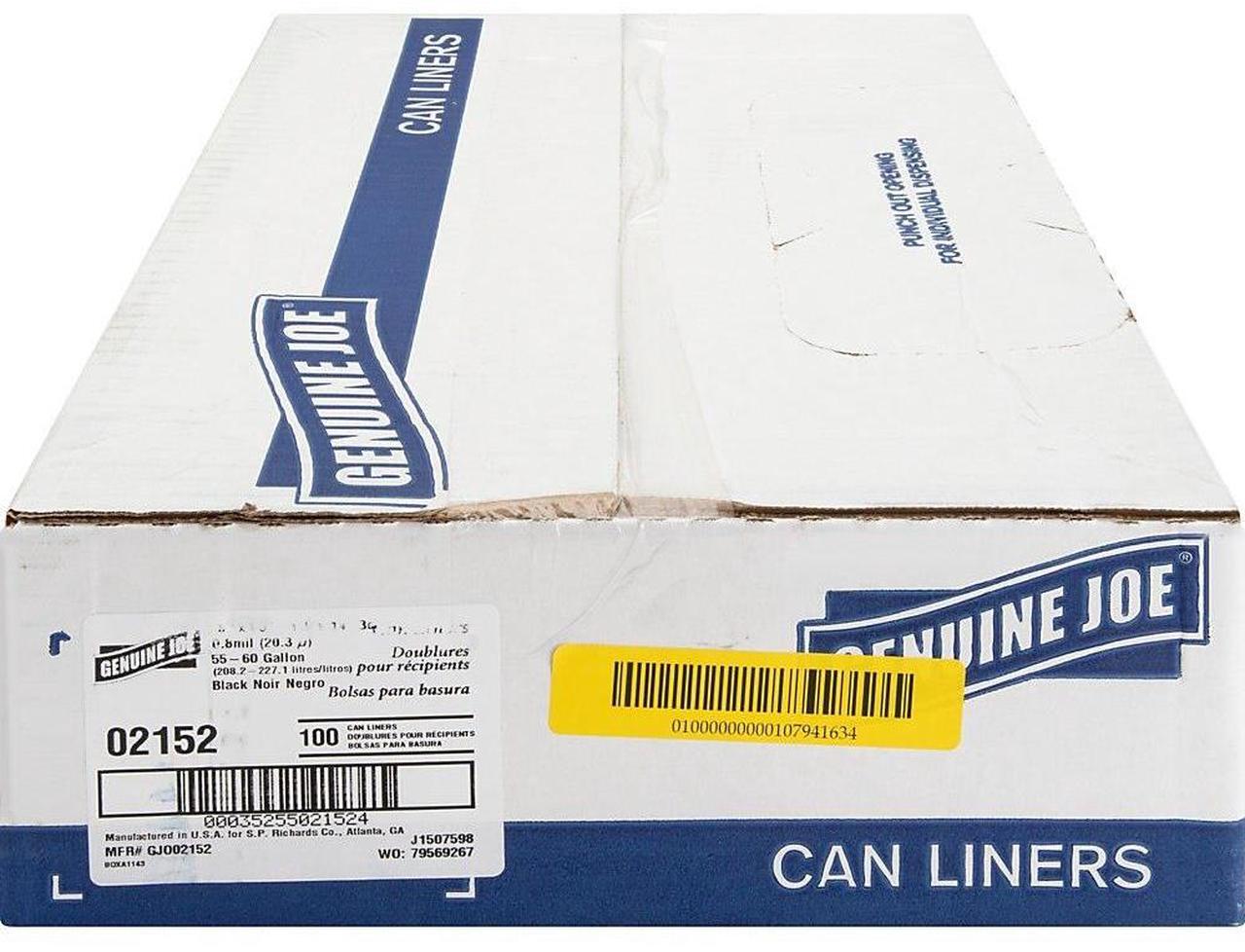Alt view image 12 of 17 - Genuine Joe Two-Ply Can Liner 55-60Gal 0.9mil 38"x58" 100/PK BNBK 02152