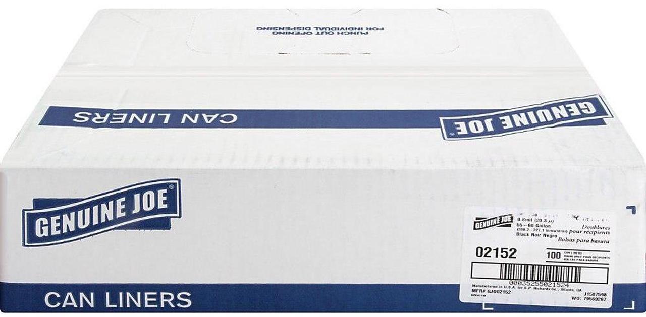 Alt view image 11 of 17 - Genuine Joe Two-Ply Can Liner 55-60Gal 0.9mil 38"x58" 100/PK BNBK 02152