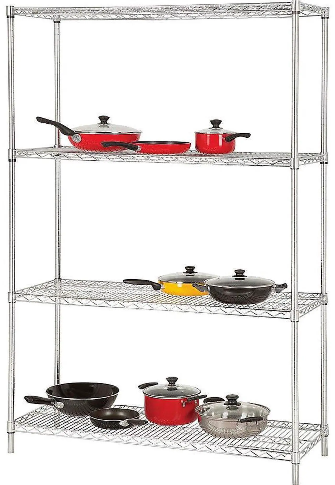 Alt view image 3 of 10 - Industrial Wire Shelving,Starter Kit,4 Shelf/Post,48"x18",CE