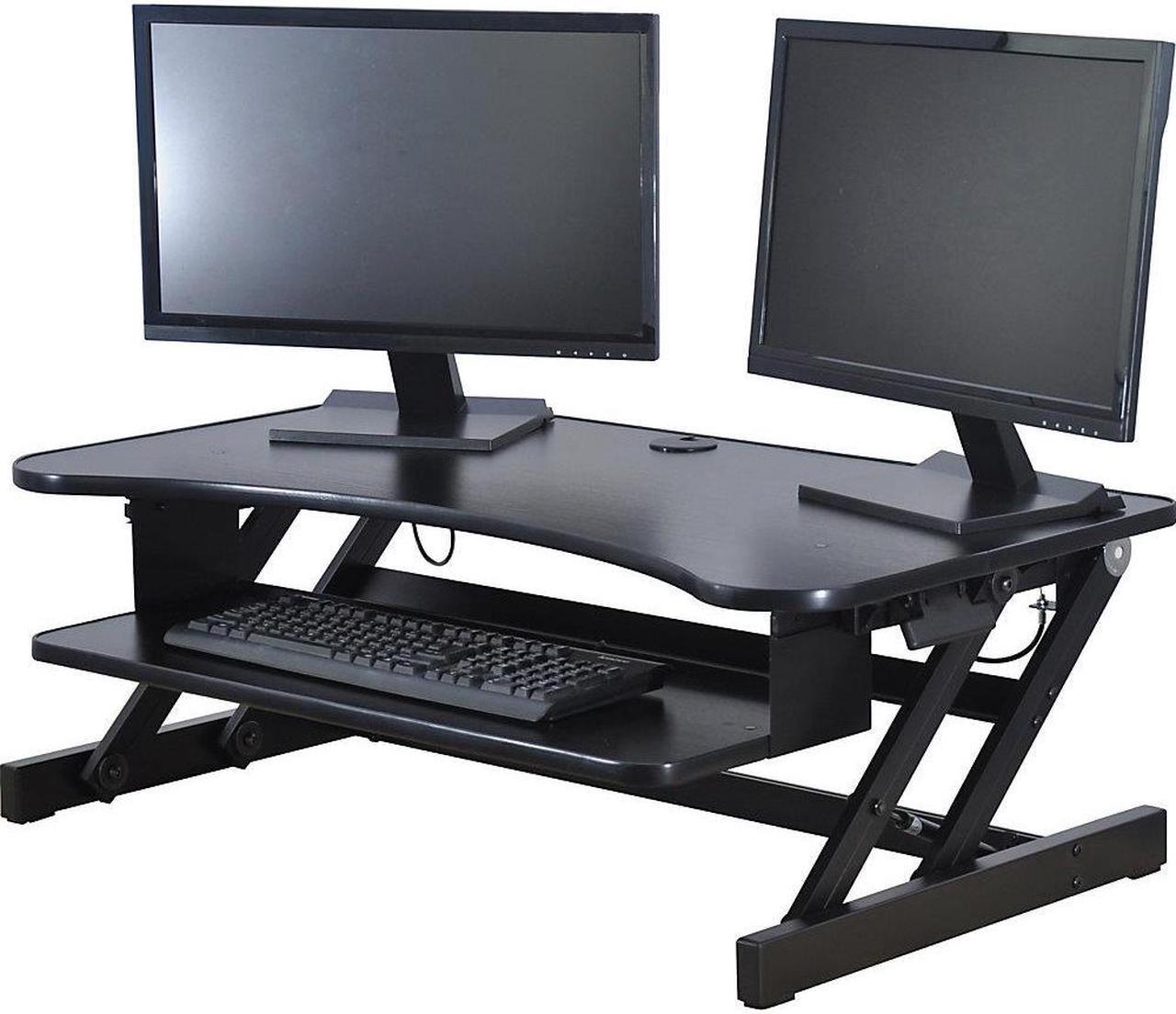 Alt view image 3 of 12 - Lorell Deluxe Adjustable Desk Riser - 20" Height x 38" Width x 24" Depth - Desktop - Black  LLR99759