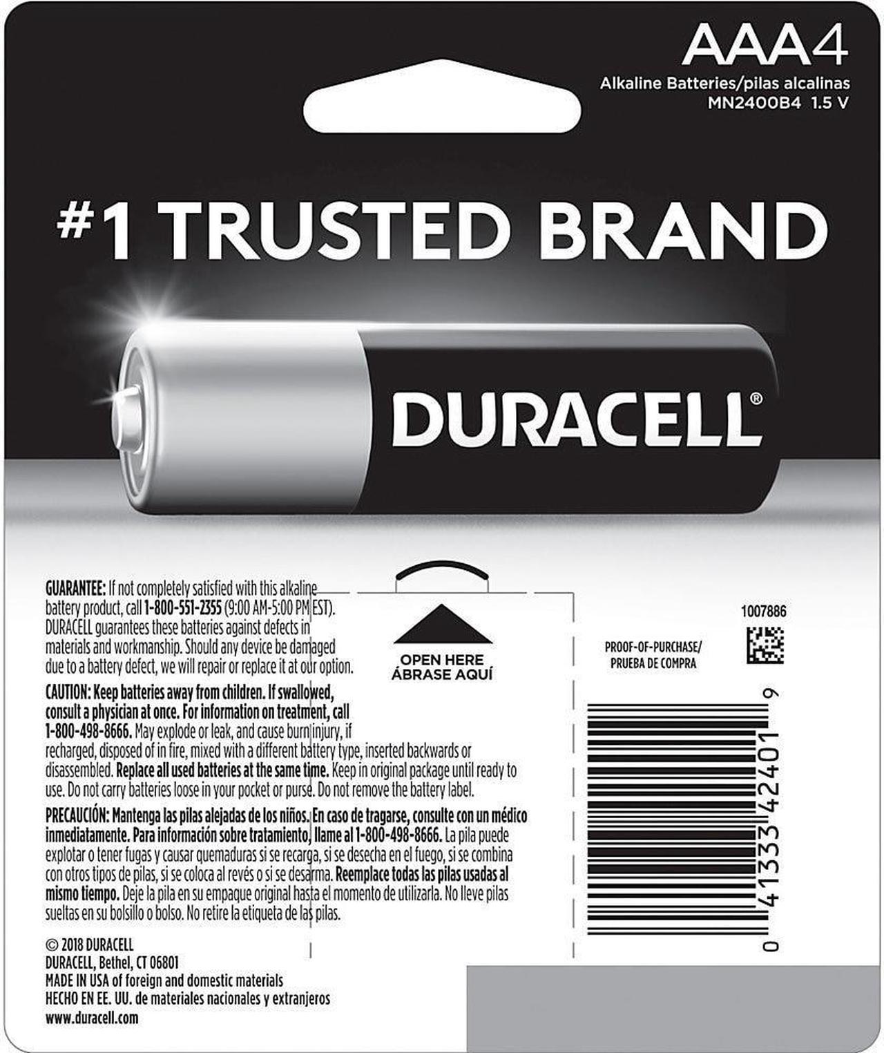 Alt view image 8 of 20 - DURACELL CopperTop MN2400 1.5V AAA Alkaline Battery, 4-pack