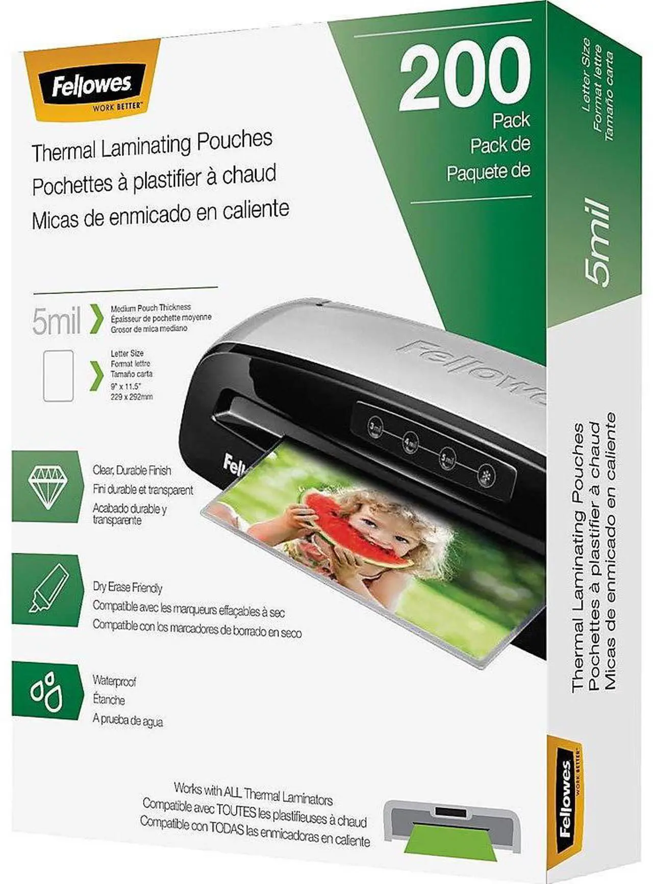 Alt view image 16 of 20 - Fellowes Laminating Pouches Letter Size Hot Pouch 9 x 11.5 5 mil 200 pack 5743601