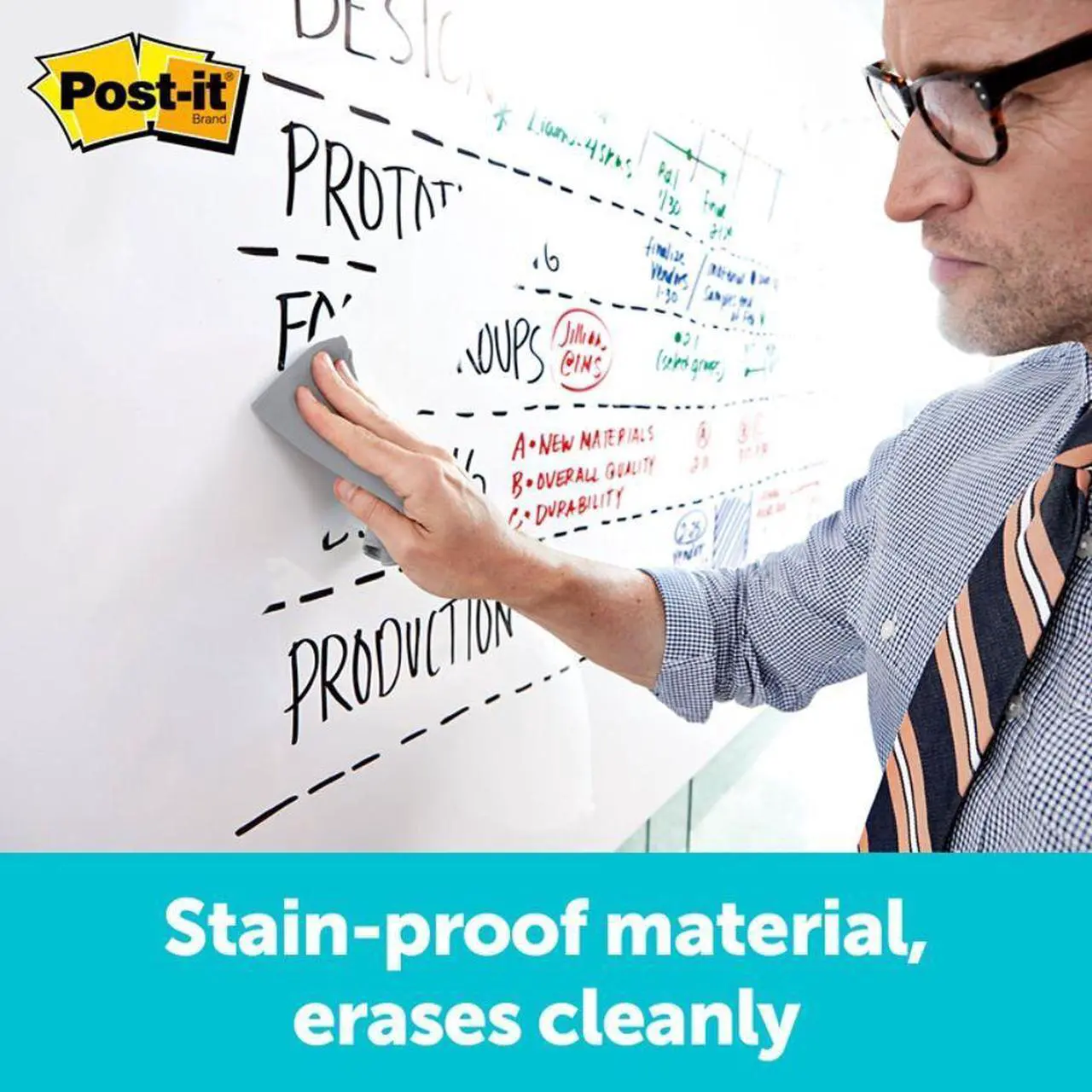 Alt view image 8 of 20 - Post-it Dry DEF6X4 - Erase Film with Adhesive Backing, 72 x 48, White