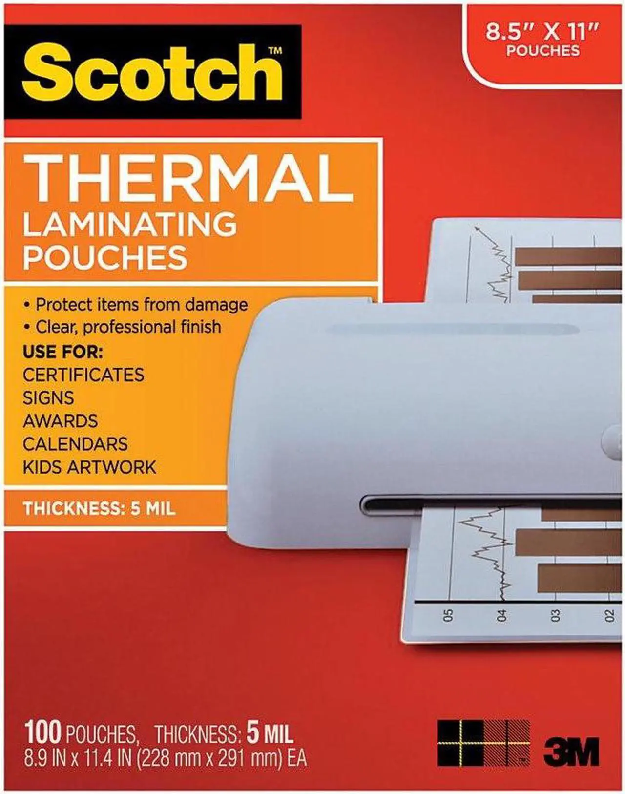 Alt view image 3 of 20 - TP5854100 3M Letter Size Thermal Laminating Pouches, 5 mil, 100/Pack