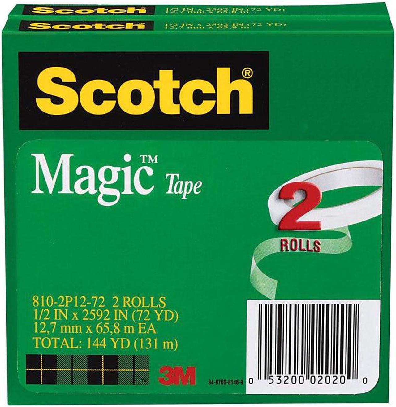 3M Scotch Magic Tape Refill 3" Core 0.5" x 72 yds Clear 2/Pack 8102P1272