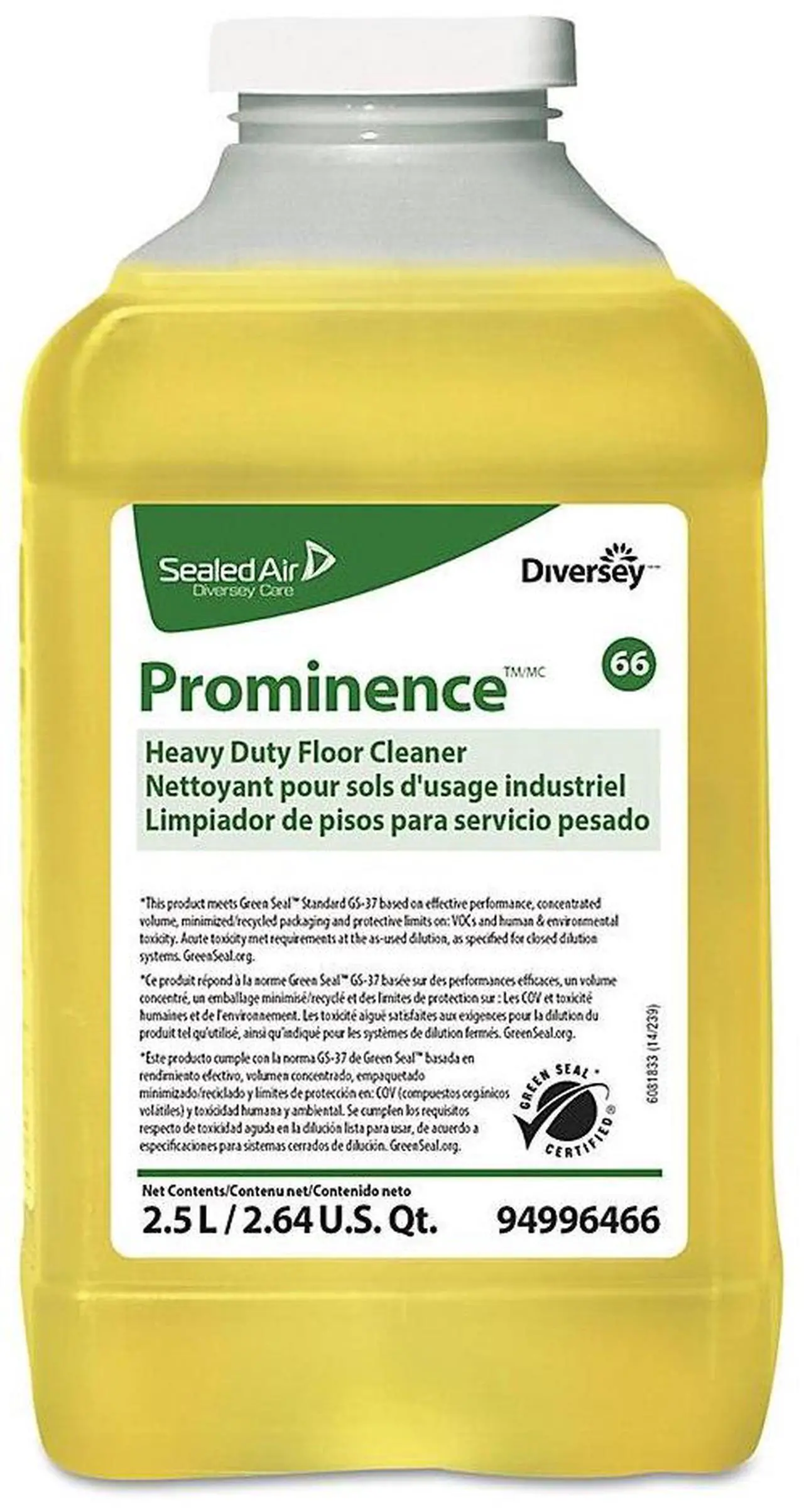 Alt view image 2 of 5 - DIVERSEY 94996466 Prominence Heavy Duty Floor Cleaner, J-Fill Dispenser, 2.5L,