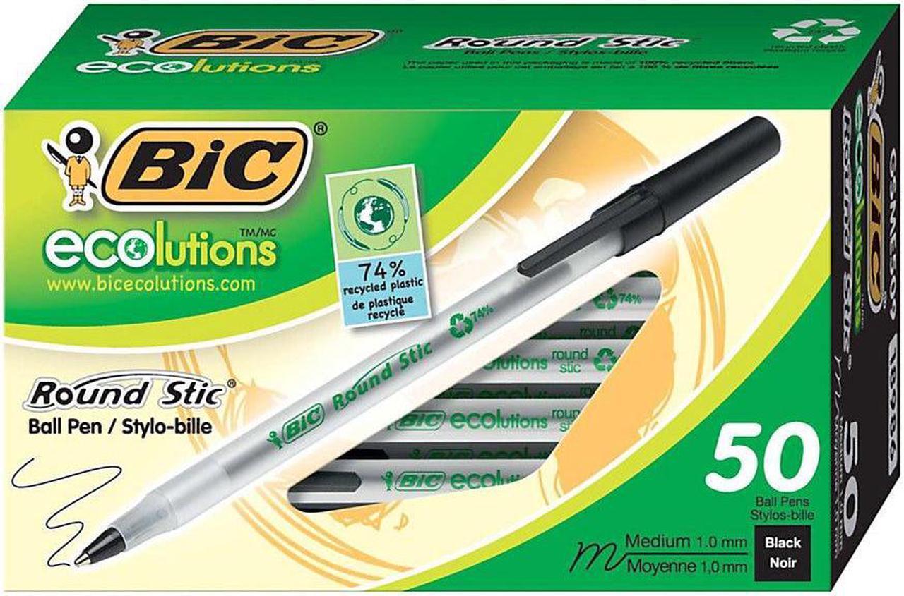 Alt view image 3 of 20 - BIC Ecolutions Round Stic Ballpoint Pen Black Ink 1mm Medium 50/Pack GSME509BK