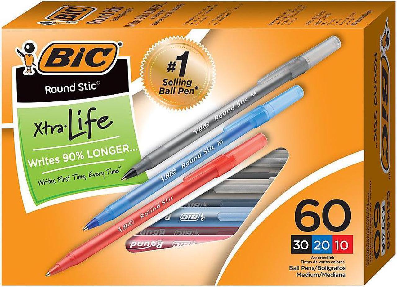 Main image of BIC Round Stic Xtra-Life Ballpoint Pens Medium 1.0 mm Assorted 24298912