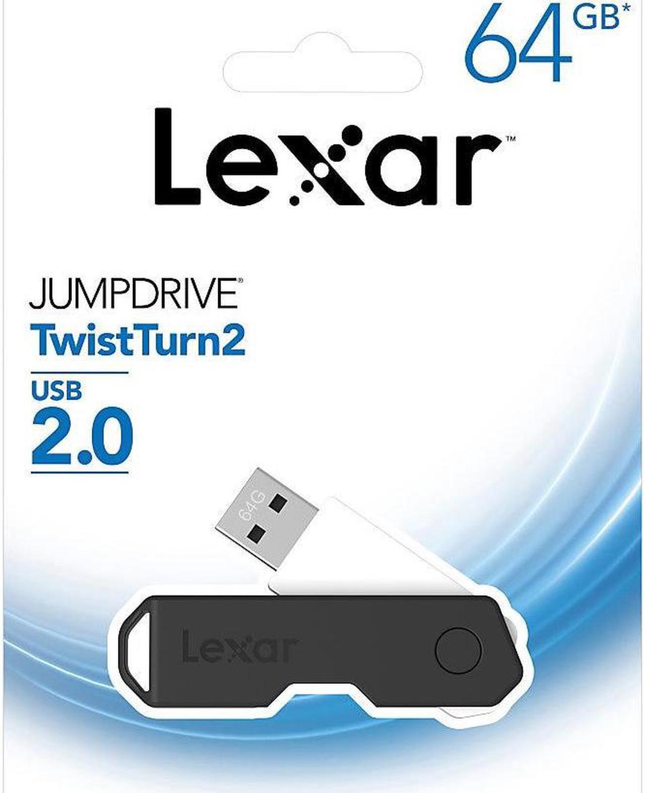 Main image of Lexar® JumpDrive® TwistTurn2 USB 2.0 Flash Drive, 64GB, Black, LJDTT2-64GABNABK