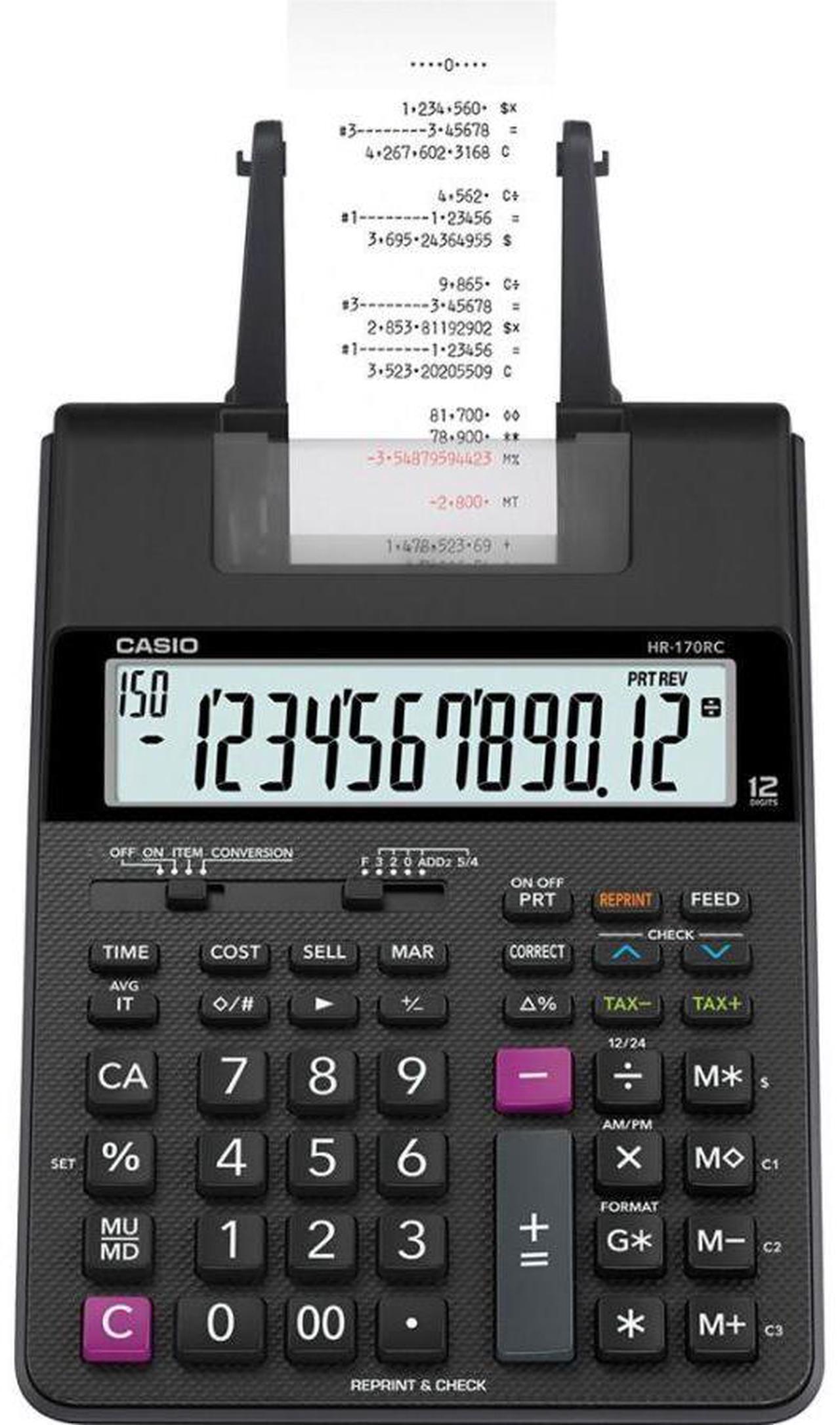 Alt view image 4 of 13 - Casio Printing Calculator 6-1/2"Wx11-5/8"Lx2-9/16"H Black HR170RC