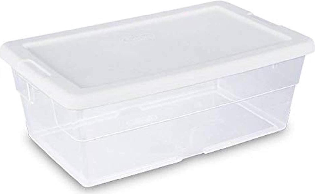 Alt view image 10 of 12 - Sterilite 6 Quart Clear Stacking Closet Storage Tote Container with White Lid