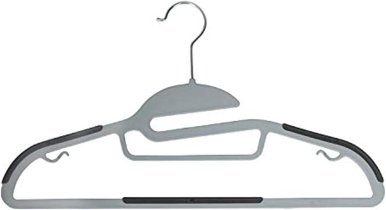 Main image of simplify 8 pack razor thin hangers, s-shape collar saver, non-slip grip design, 2 cami tank hooks, accessory bar for belts, sca