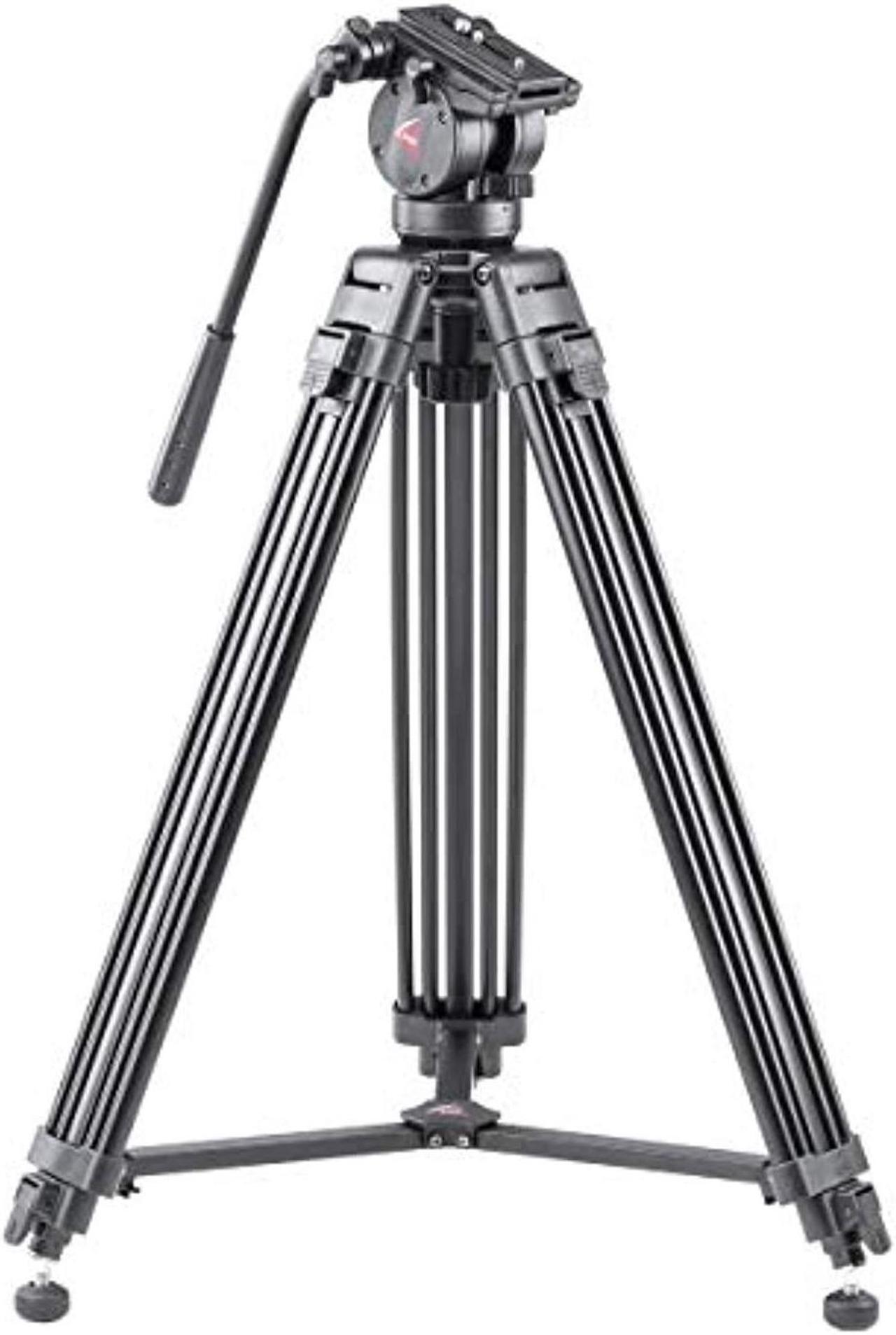 Main image of video tripod system, professional heavy duty aluminum twin tube tripod, k2 fluid head, mid-level spreader, max loading 9 lb, ds