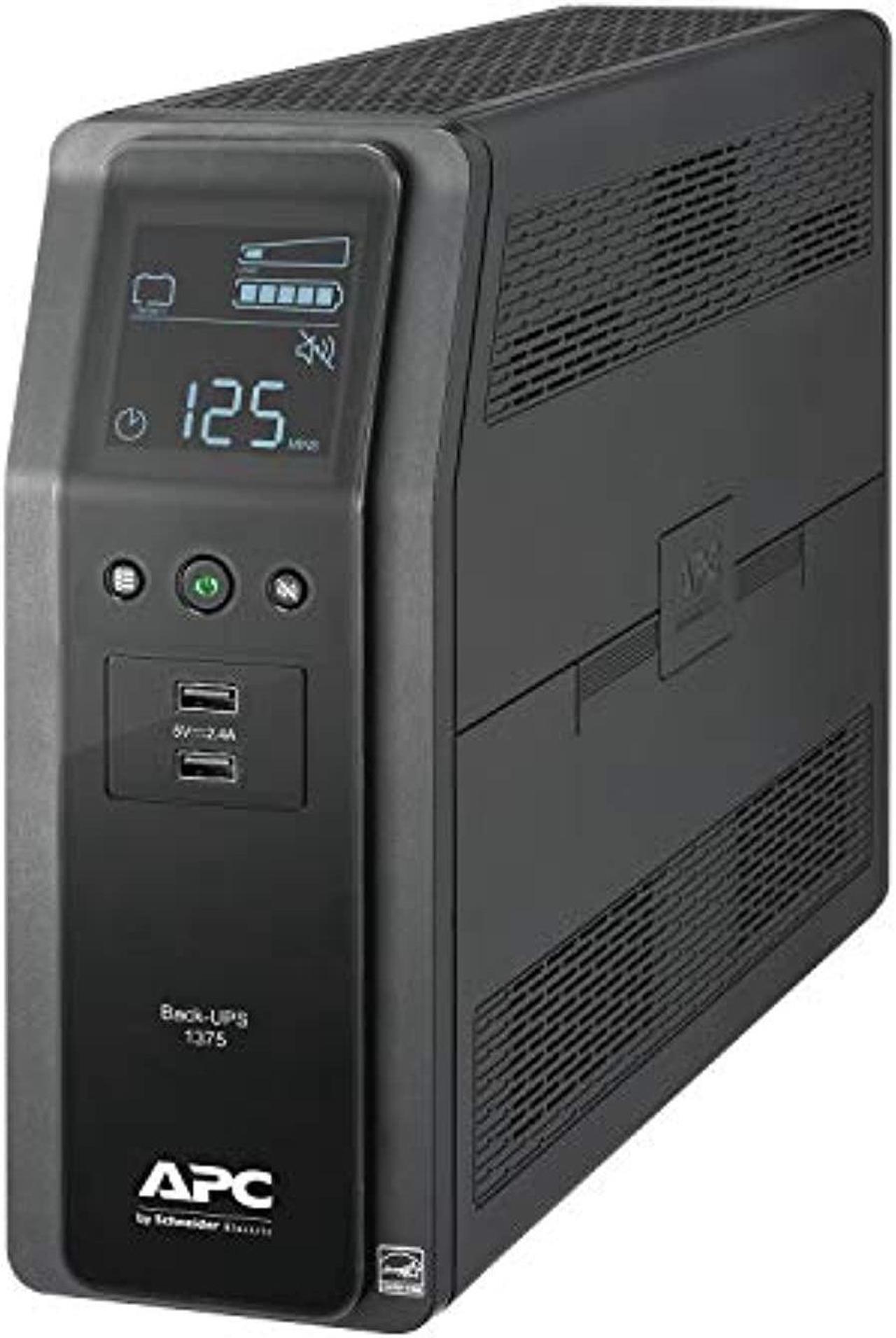 Main image of APC Back-UPS Pro 1375 VA, 120V, AVR, LCD, 2 USB Charging Ports, 10 NEMA Outlets (4 Surge)