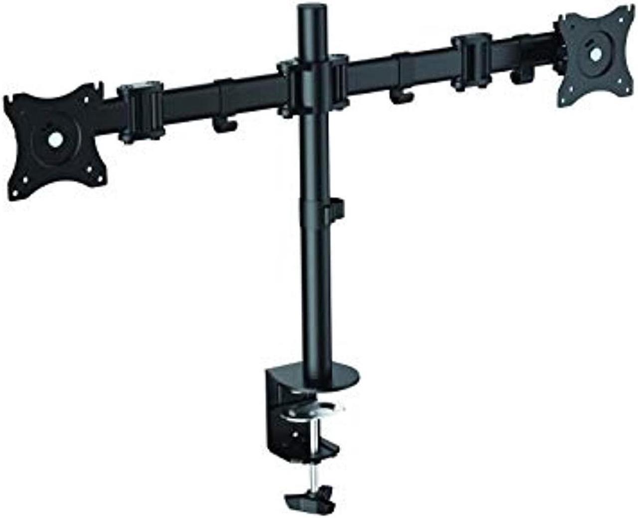 rocelco premium desk computer monitor mount - vesa pattern fits 13" - 27" led lcd dual flat screen - double articulated full mo