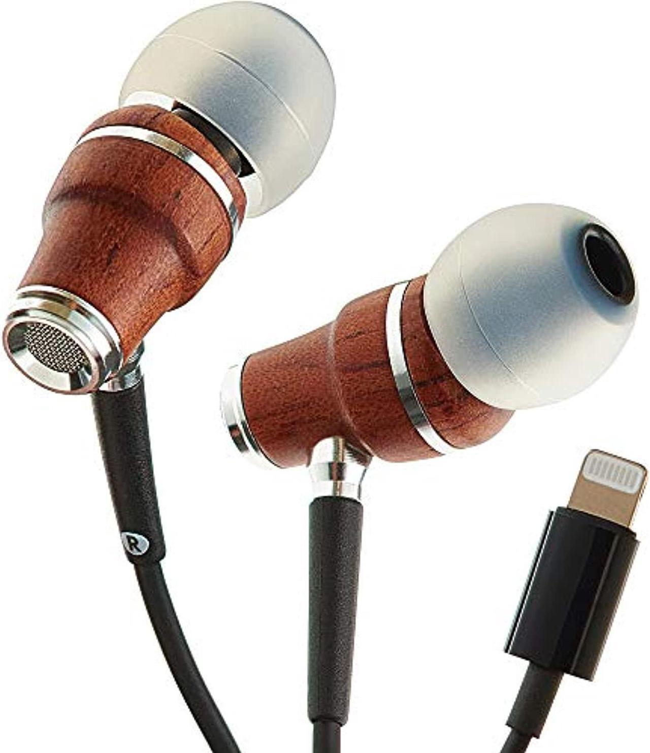 Main image of symphonized nrg mfi earbuds, certified lightning earbuds compatible with apple iphone/ipad/ipod, premium genuine bubinga wood i