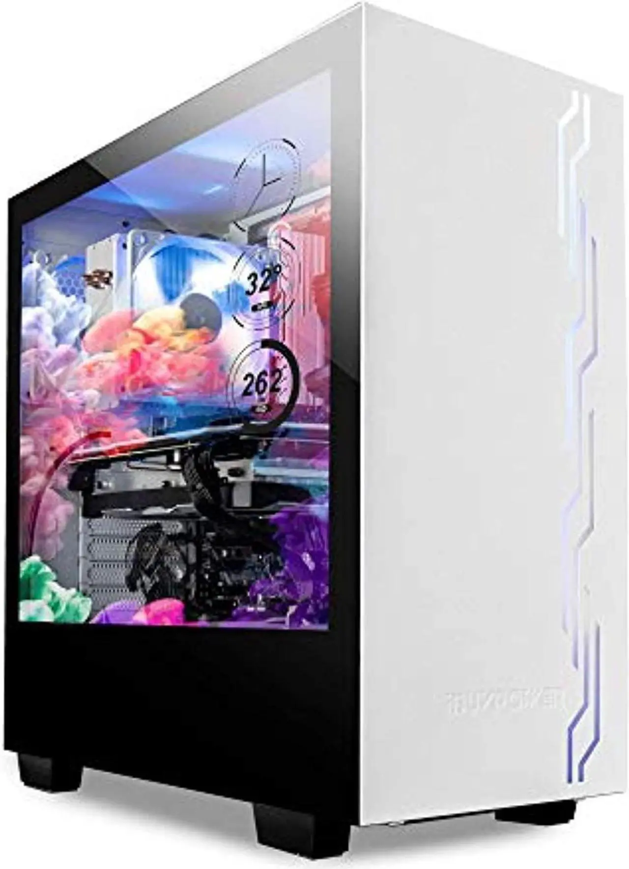 Alt view image 6 of 6 - iBUYPOWER Snowblind S Case 19" Translucent Customizable Side-Panel LCD Display 1280 x 1024 Resolution Mid-Tower Desktop Computer Gaming Case  - White