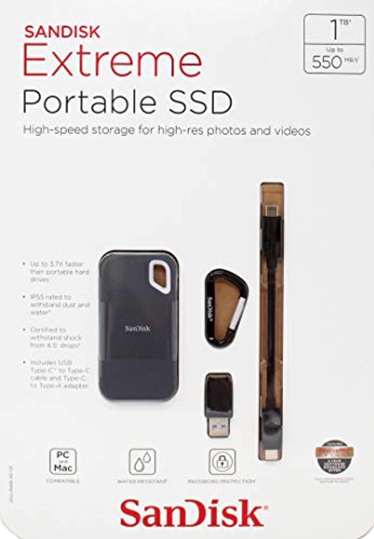 Alt view image 4 of 8 - SanDisk Extreme 1TB Portable Solid State Drive SDSSDE60-1T00-AC SSD