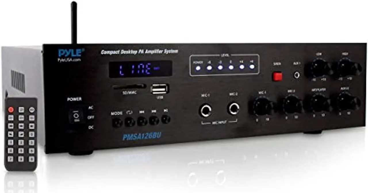 Alt view image 7 of 7 - Bluetooth Public Address Amplifier - Compact PA Speaker & Microphone Receiver System with 70V/100V Output, MP3/USB/SD Readers, FM Radio (500 Watt)