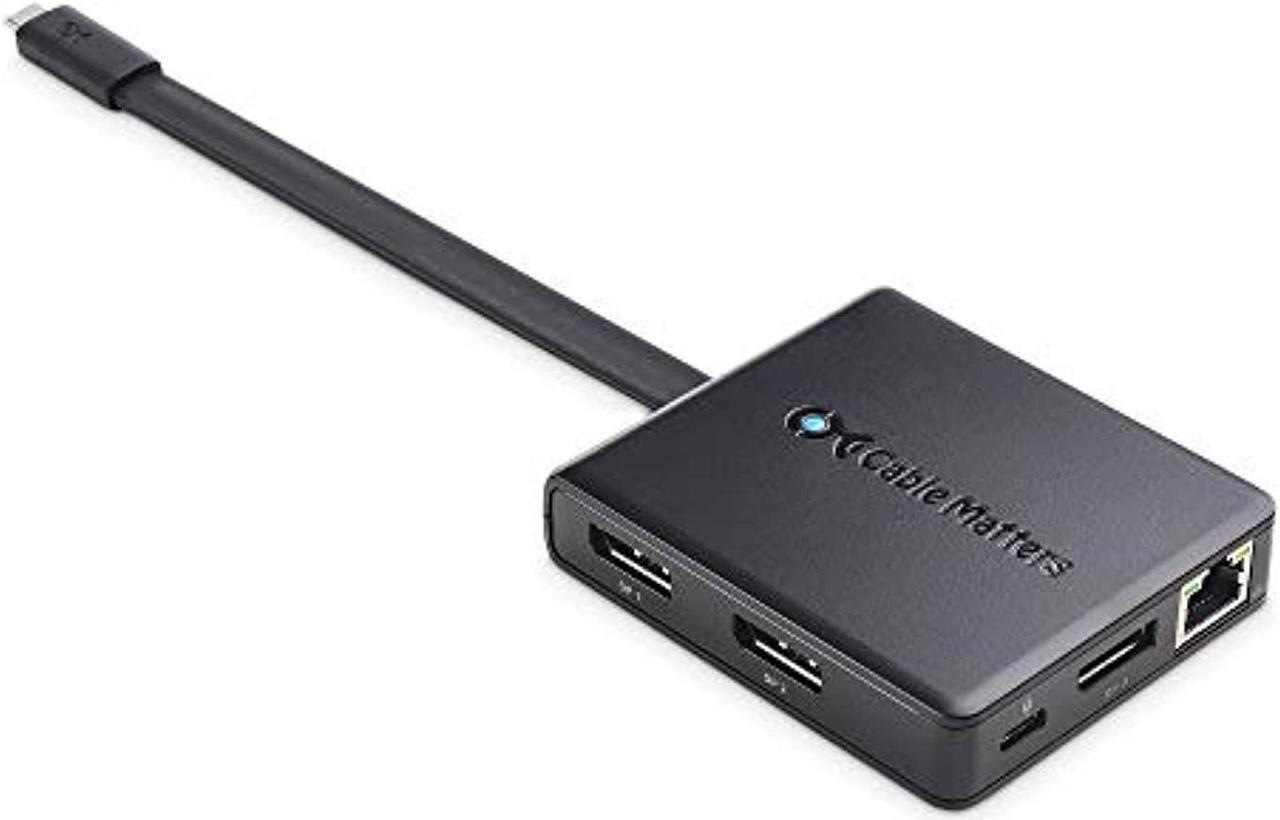 Main image of cable matters triple monitor usb c hub (usb c dock) with 3x displayport, usb-a and usb-c, gigabit ethernet, and 100w charging - thunderbolt 3 and thunderbolt 4 port compatible for windows
