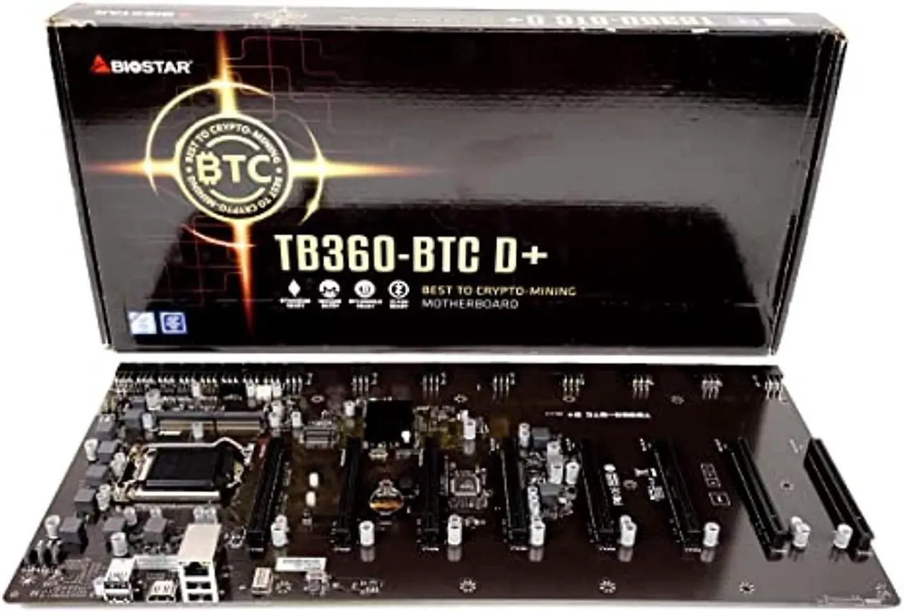 Alt view image 2 of 2 - biostar tb360-btc d+ (intel 8th and 9th gen) lga1151 sodimm ddr4 8 gpu support gpu mining motherboard