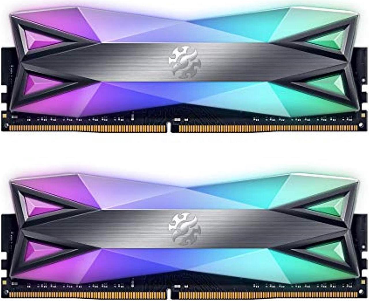 xpg ddr4 d60g rgb 32gb (2x16gb) 3200mhz pc4-25600 cl16-20-20 u-dimm 288pins desktop memory kit, grey (ax4u320016g16a-dt60)