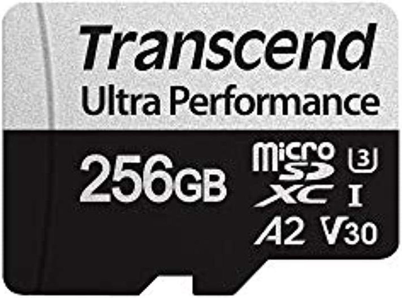 transcend 256gb microsdxc 340s high performance memory card uhs- i, u3, v30, a2, 4k, full hd - ts256gusd340s