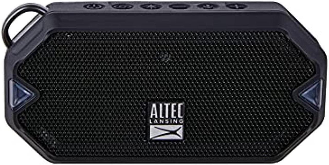 Main image of altec lansing hydramini wireless bluetooth speaker, ip67 waterproof usb c rechargeable battery with 6 hours playtime, compact, shockproof, snowproof, everything proof (black)