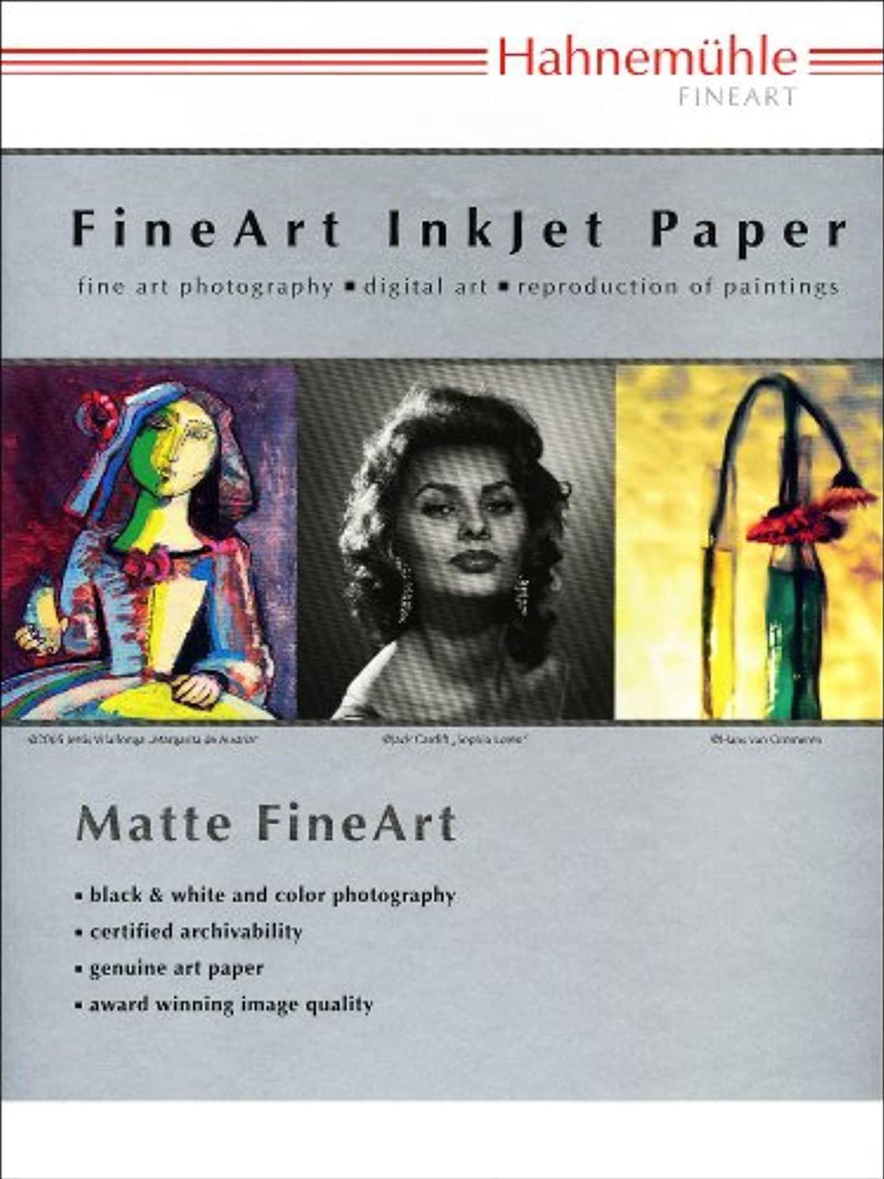 Main image of hahnemuhle matte museum etching, 100% rag, natural white watercolor inkjet paper, 22.0 mil., 350 g/ma, 17x22", 25 sheets