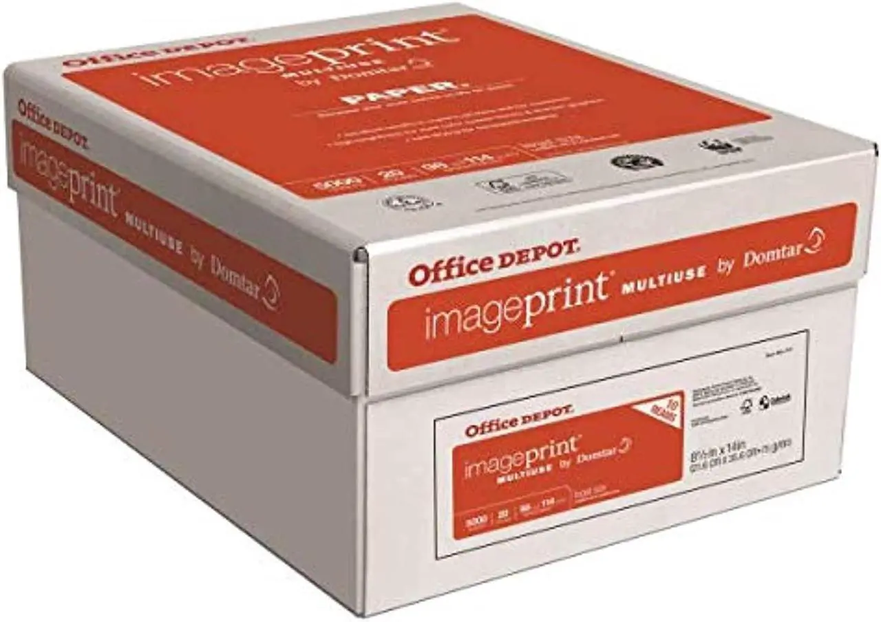 Alt view image 5 of 12 - Office Depot ImagePrint FSC Certified Multiuse Paper by Domtar, 8 1/2in x 14in, 20 Lb, White, 500 Sheets Per Ream, Case Of 10 Reams, 1836