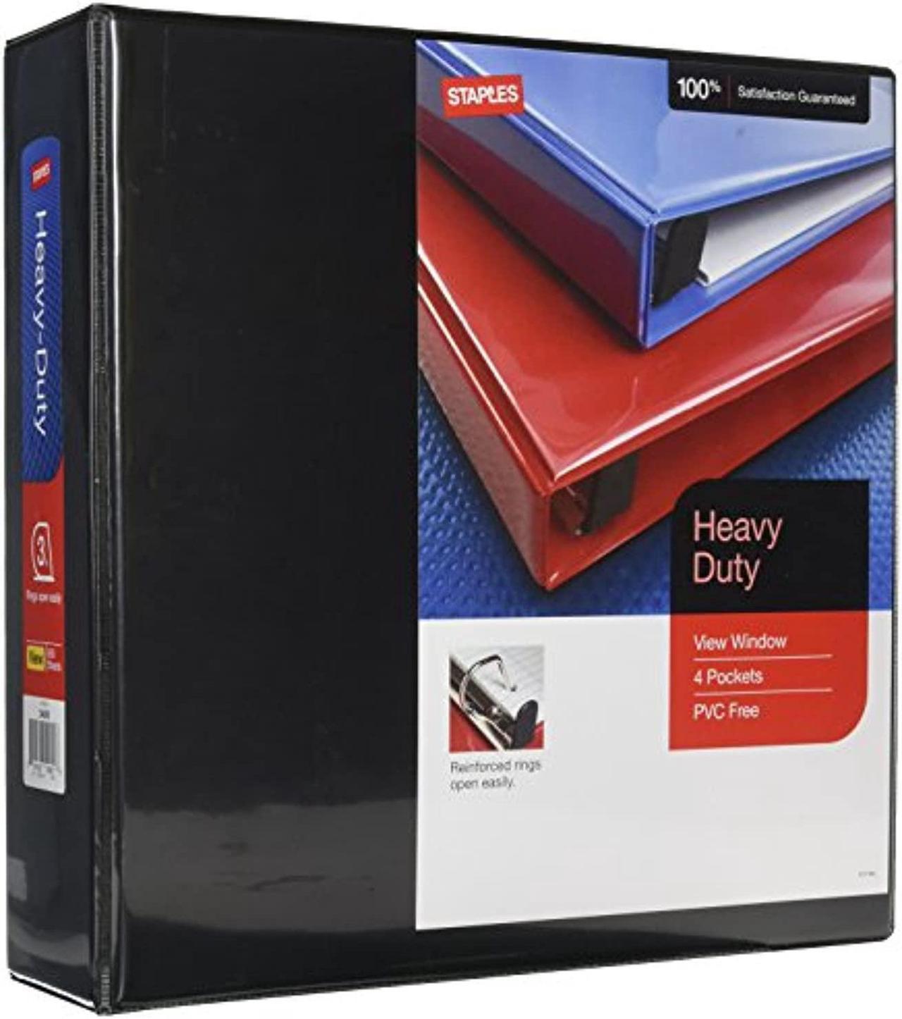 Alt view image 4 of 8 - Staples Heavy Duty 3" 3-Ring View Binder Black (24690) 82669