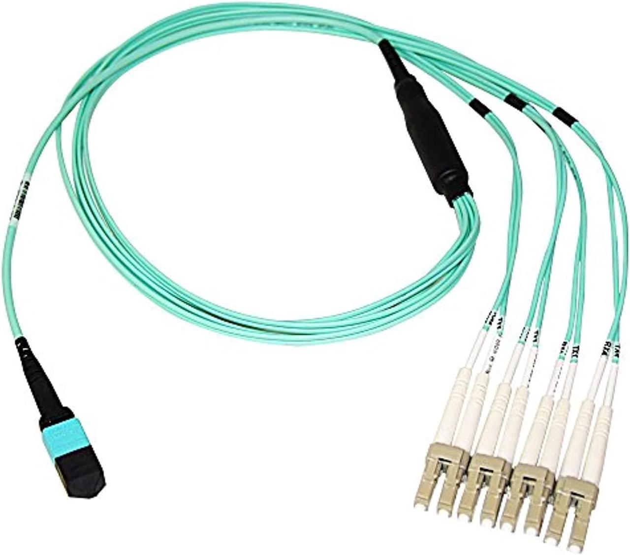 Alt view image 2 of 2 - AXIOM MPO FEMALE TO 4 LC MULTIMODE OM3 50/125 FIBER OPTIC BREAKOUT CABLE - 7M