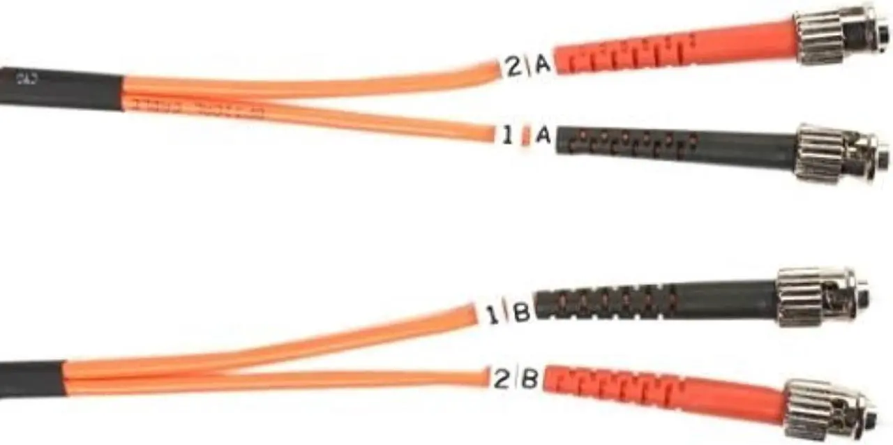 Alt view image 5 of 9 - Black Box FO625-001M-STST Connect OM1 62.5-Micron Multimode Fiber Optic Patch Cable - OFNR PVC, ST-ST, Orange, 1-m (3.2-ft.)