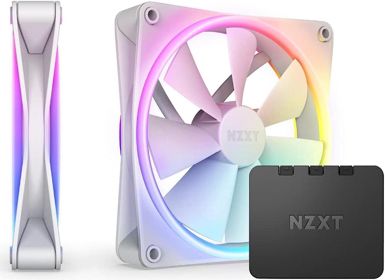 NZXT F140RGB Duo - 140mm Dual-sided RGB Fan - Twin Pack (White) w/RGB Controller