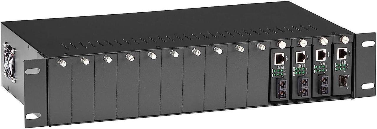 Alt view image 8 of 8 - Black Box LHGC-RACK Copper to Fiber Media Converter Chassis - 2U 14-Slot