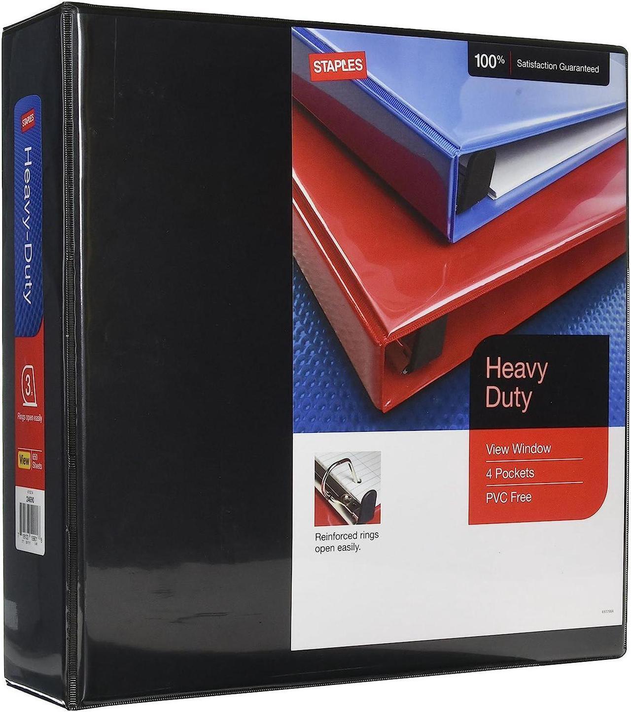 Alt view image 8 of 8 - Staples Heavy Duty 3" 3-Ring View Binder Black (24690) 82669