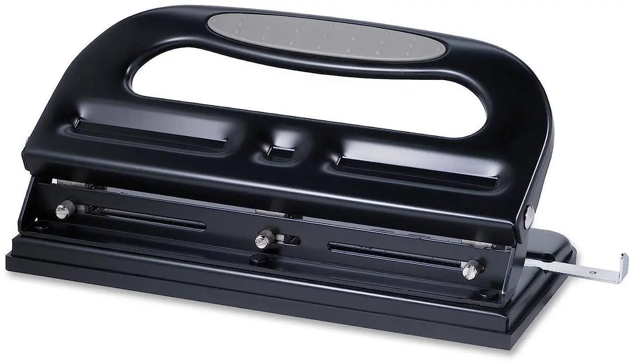 Alt view image 6 of 6 - Business Source 3-Hole Punch Heavy-Duty Adjustable 9/32" 40 Sht Cap BK 62897