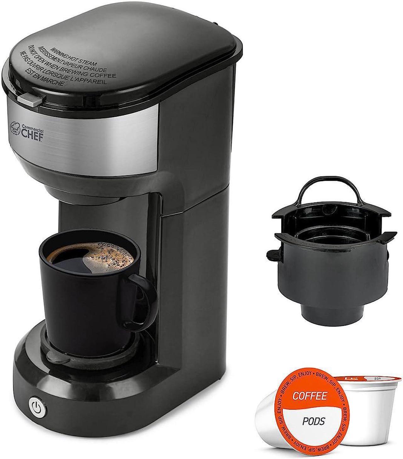 Main image of commercial chef coffee machine, single serve coffee maker, portable coffee maker single serve with 13 ounce water tank & one touch button for coffee brewing