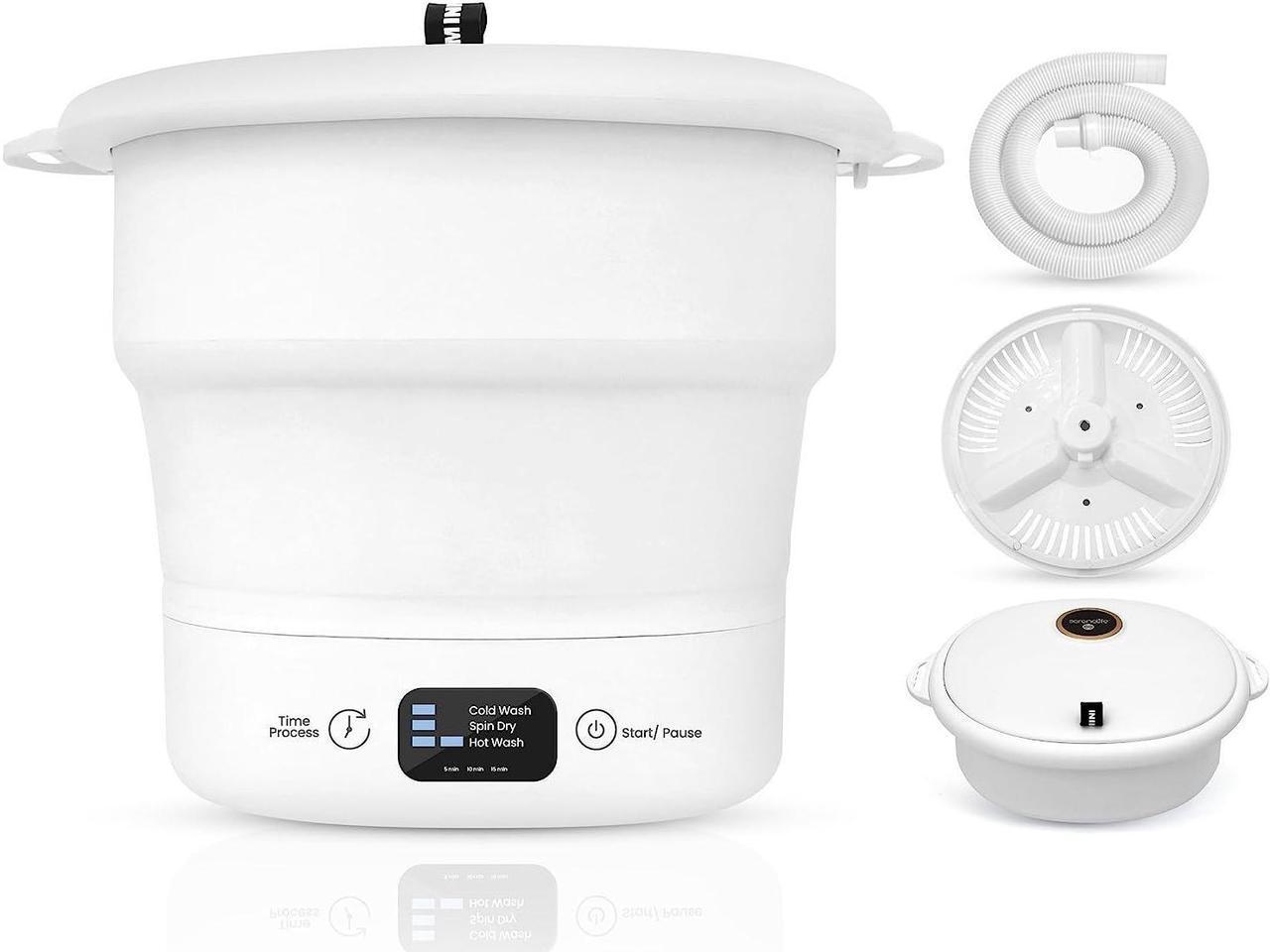 Main image of serenelife pucwm44 portable mini washing machine bucket washer for clothes laundry lightweight and easy to bring for camping, rv, travel, small spaces folding (black and white)