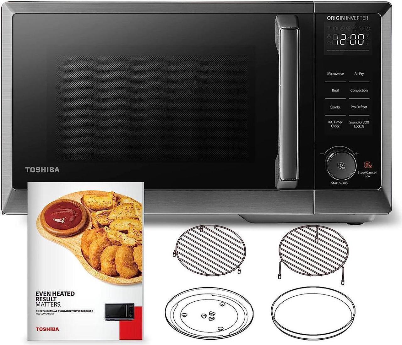 Alt view image 7 of 7 - Toshiba 6-in-1 Countertop Microwave Oven with Inverter Technology, Air Fryer and Speedy Combi, Small Convection Microwave with 27 Preset Menus, Eco-Mode, Sound On/Off, 0.9 cu.ft, 900W, Black