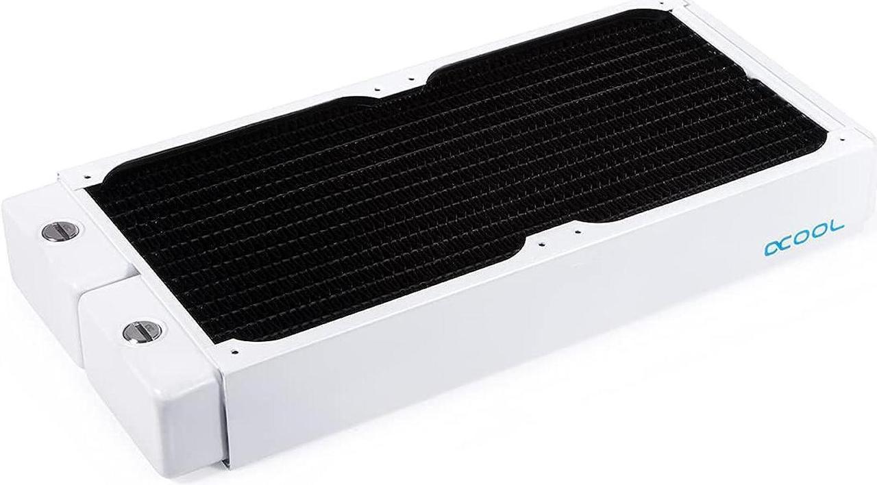 alphacool nexxxos xt45 full copper 280mm radiator v.2, 140mm x 2, dual fan, white