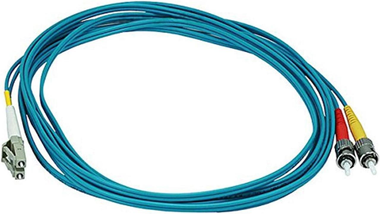 Monoprice Fiber Optic Cable - 3 Meter - Aqua | LC to ST, OM3, 50/125 Type, Multi Mode, 10Gb, Duplex