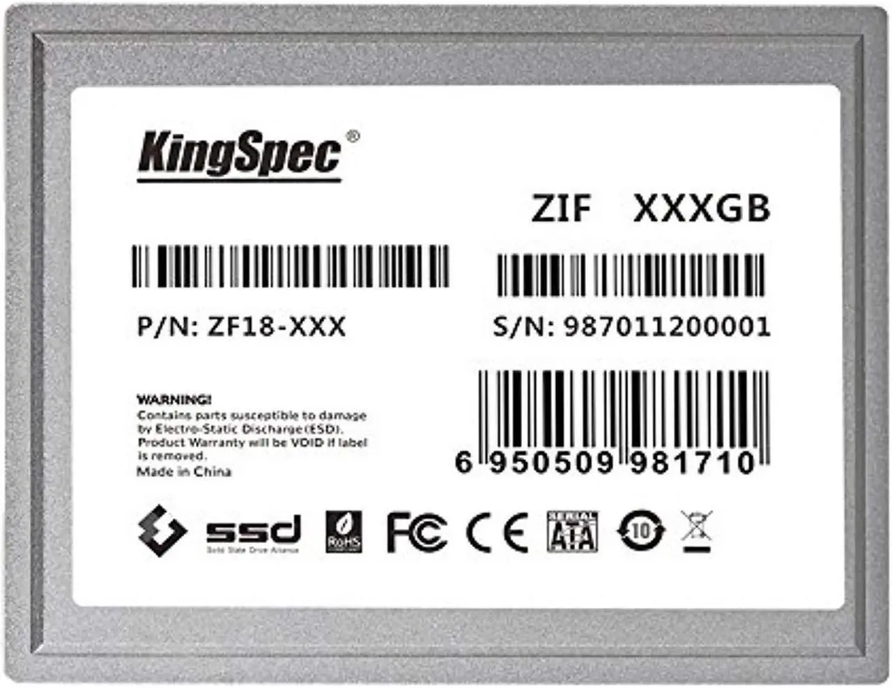 Alt view image 3 of 3 - KingSpec 128GB 1.8 5mm ZIF SSD KSD-ZF18.6-128MS