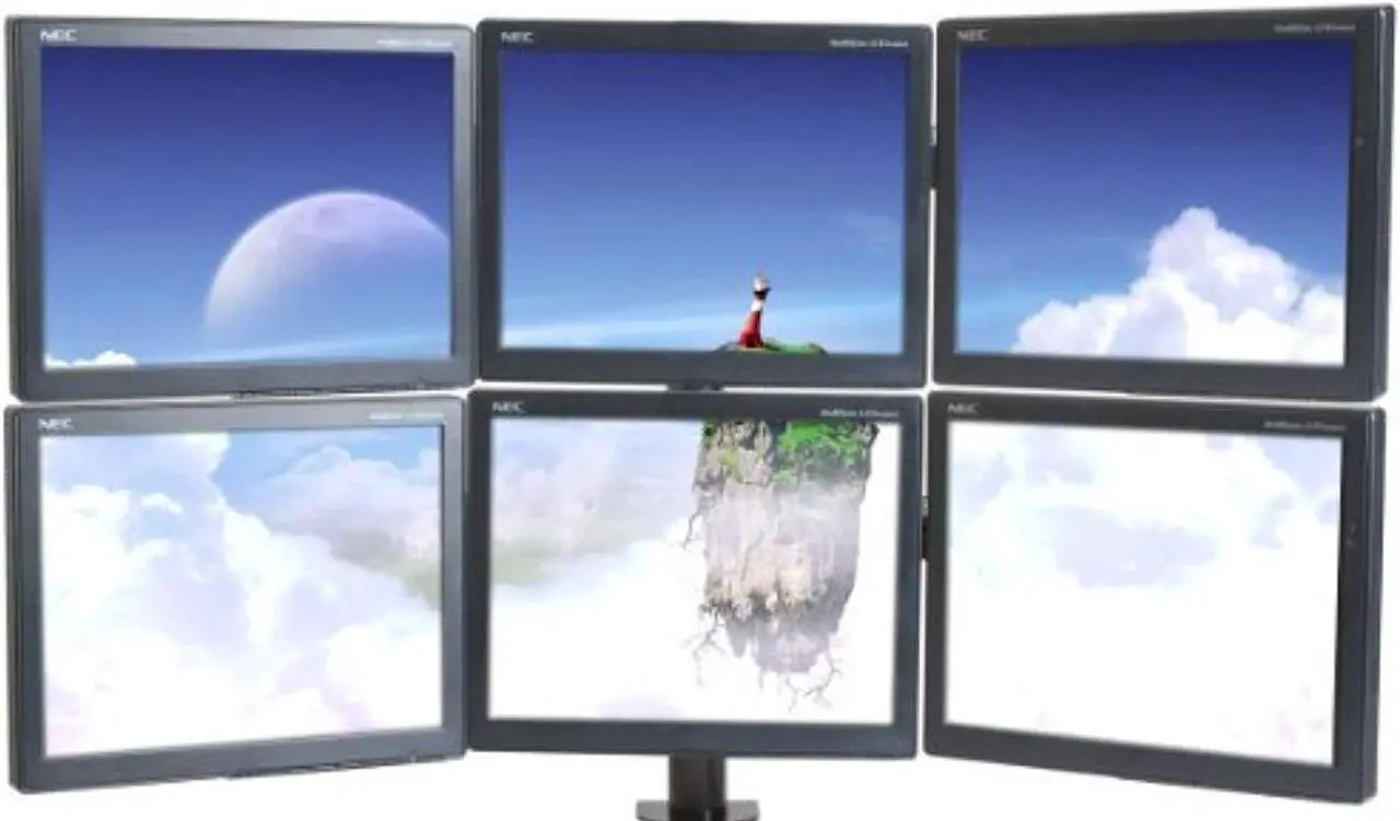 Alt view image 3 of 5 - MonMount 6-Screen Desk Mount Monitor Stand - VESA - Holds Six LCDs - Clamp Style
